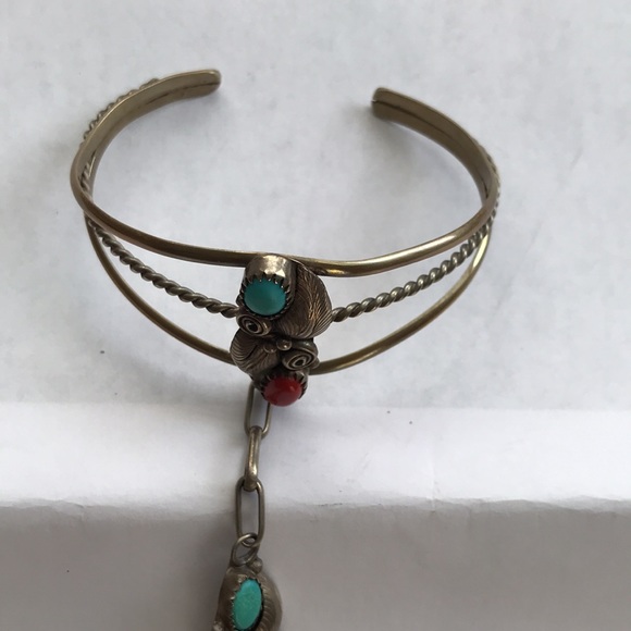 Turquoise bracelet-ring set. - Picture 2 of 4